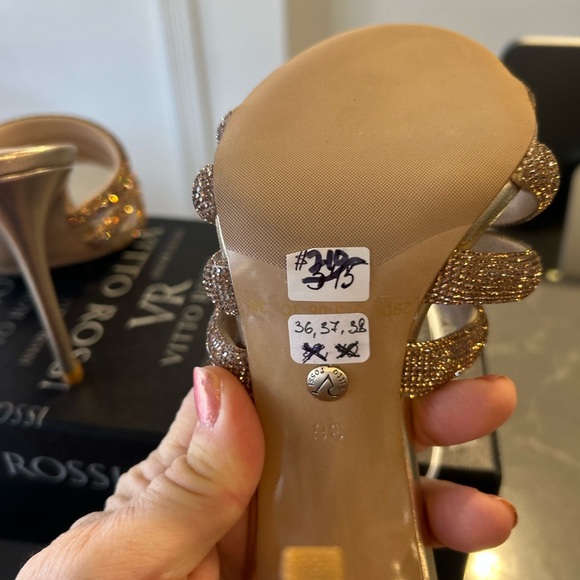 Gold Crystal-Strap Stiletto Mules - Picture 11 of 11